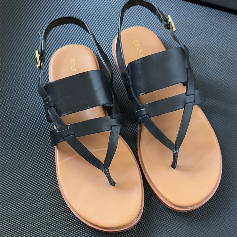 Cole Haan Black and Tan Minimalist Sandals